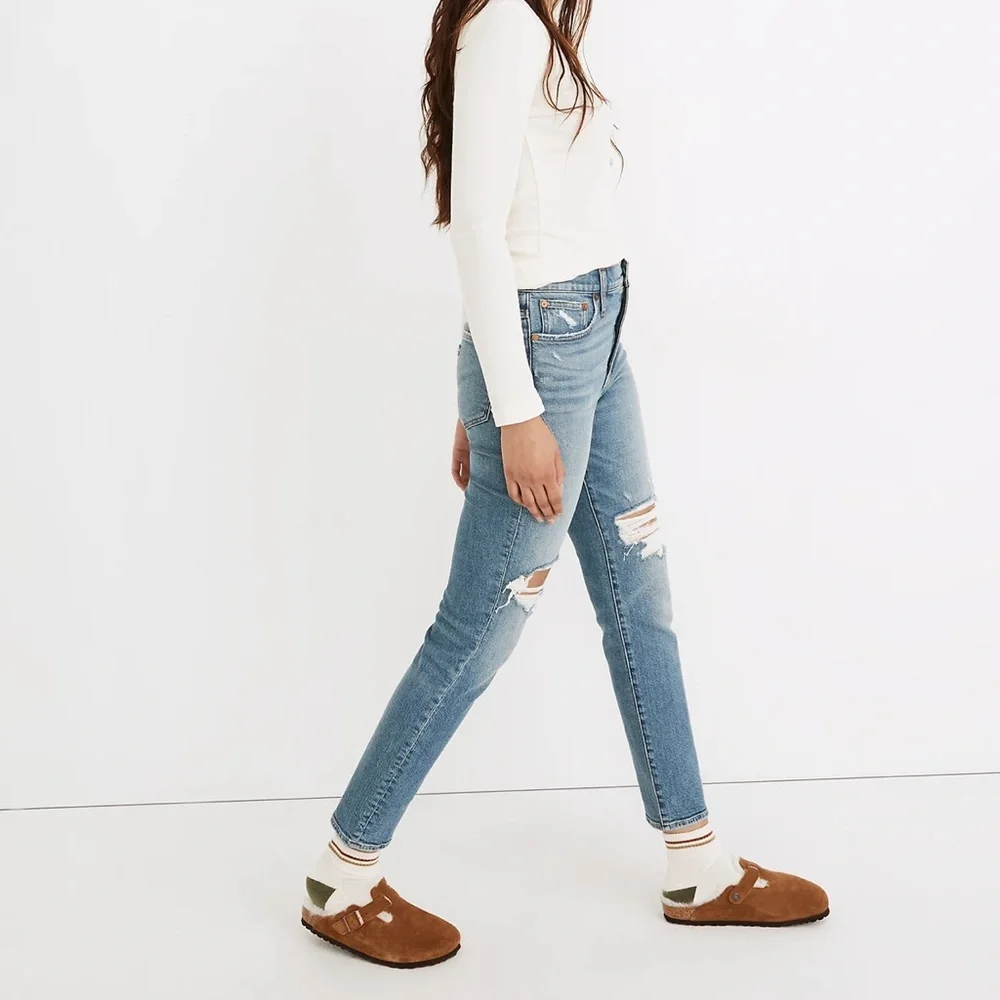 ❤️ Madewell The Perfect High Waist Ripped Vintage Jeans Denman Wash - Picture 3 of 11